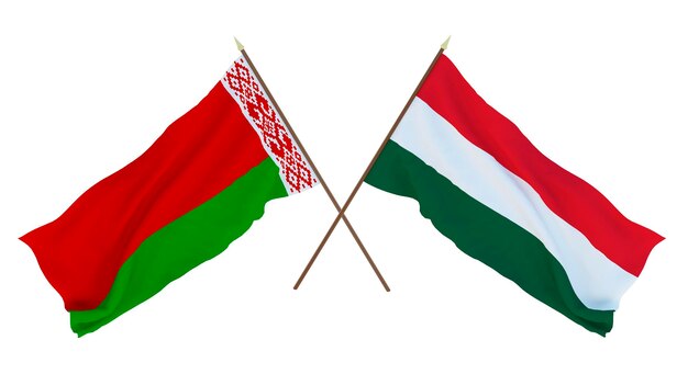 Background for designers illustrators National Independence Day Flags Belarus and Hungary