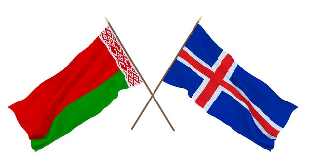 Background for designers illustrators National Independence Day Flags Belarus and Iceland