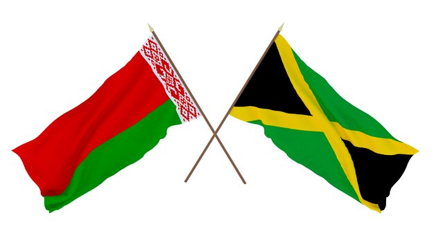 Background for designers illustrators National Independence Day Flags Belarus and Jamaica