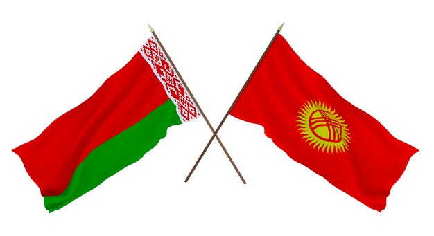 Background for designers illustrators National Independence Day Flags Belarus and Kyrgyzstan