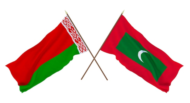 Background for designers illustrators National Independence Day Flags Belarus and Maldives