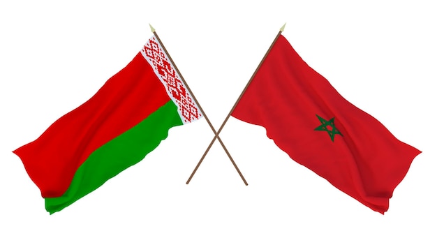 Background for designers illustrators National Independence Day Flags Belarus and Morocco