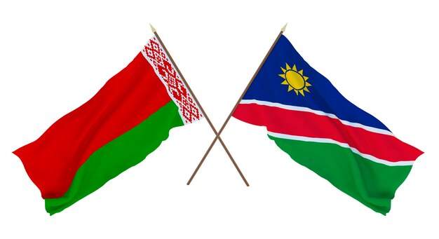 Background for designers illustrators National Independence Day Flags Belarus and Namibia