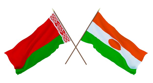 Background for designers illustrators National Independence Day Flags Belarus and Niger