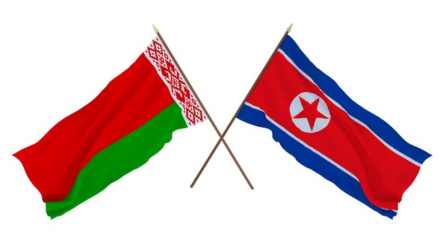 Background for designers illustrators National Independence Day Flags Belarus and North Korea