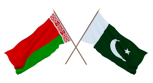 Background for designers illustrators National Independence Day Flags Belarus and Pakistan