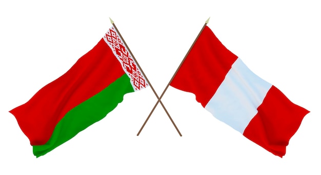 Background for designers illustrators National Independence Day Flags Belarus and Peru