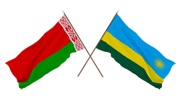 Background for designers illustrators National Independence Day Flags Belarus and Rwanda