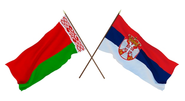 Background for designers illustrators National Independence Day Flags Belarus and Serbia