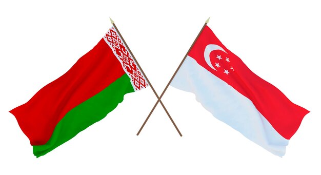 Background for designers illustrators National Independence Day Flags Belarus and Singapore