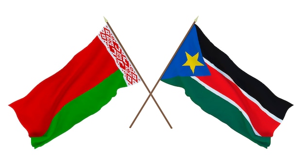 Background for designers illustrators National Independence Day Flags Belarus and South Sudan