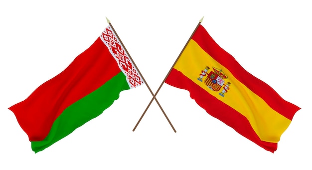 Background for designers illustrators National Independence Day Flags Belarus and Spain