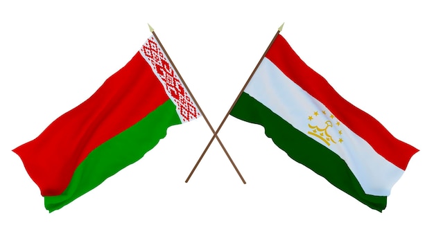 Background for designers illustrators National Independence Day Flags Belarus and Tajikistan