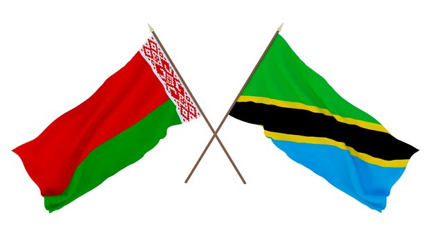 Background for designers illustrators National Independence Day Flags Belarus and Tanzania