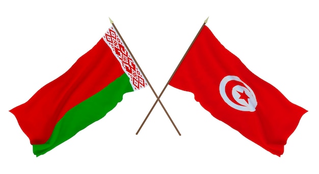 Background for designers illustrators National Independence Day Flags Belarus and Tunisia