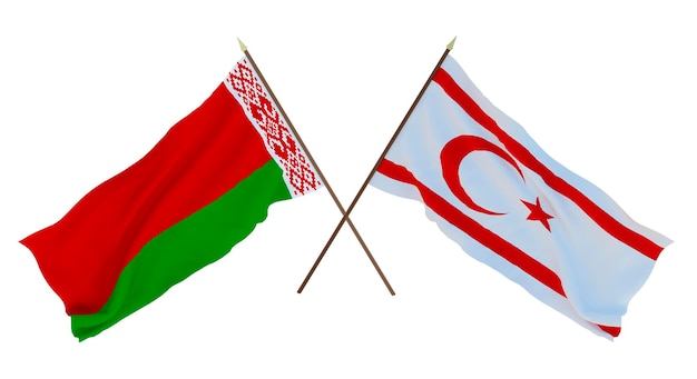 Background for designers illustrators National Independence Day Flags Belarus and Turkish Republic of Northern Cyprus