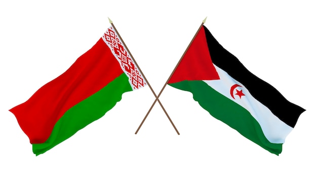 Background for designers illustrators National Independence Day Flags Belarus and Western Sahara