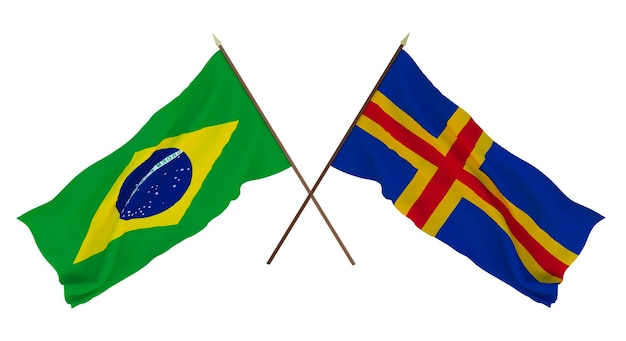 Background for designers illustrators National Independence Day Flags Brazil and Aland Islands