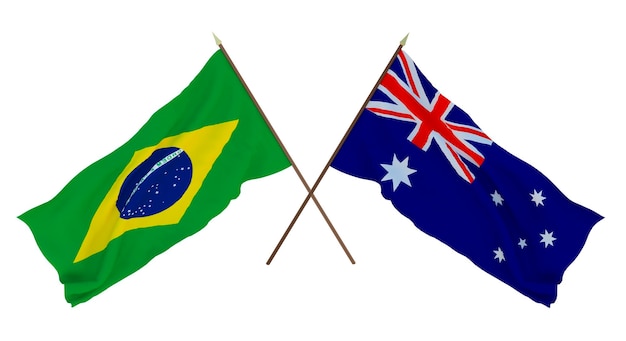 Background for designers illustrators National Independence Day Flags Brazil and Australia