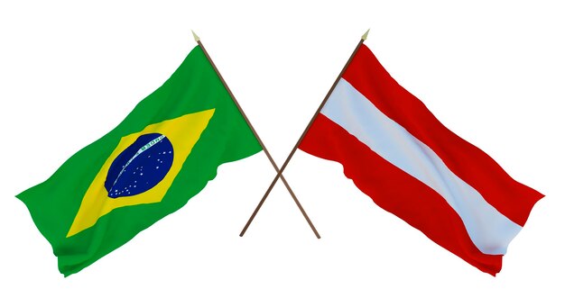 Background for designers illustrators National Independence Day Flags Brazil and Austria