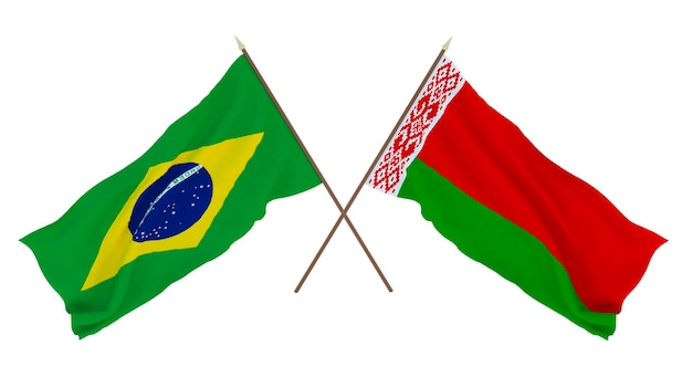 Background for designers illustrators National Independence Day Flags Brazil and Belarus