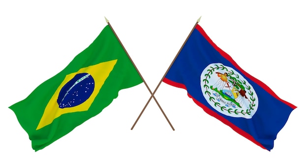 Background for designers illustrators National Independence Day Flags Brazil and Belize