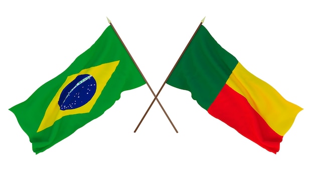 Background for designers illustrators National Independence Day Flags Brazil and Benin