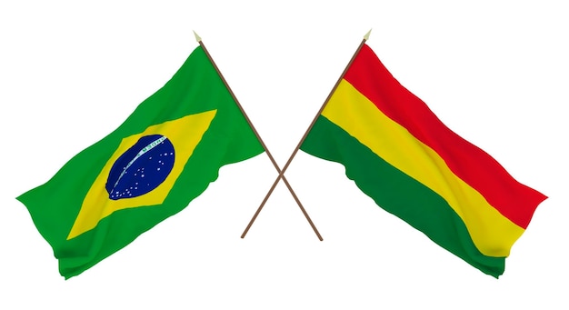 Background for designers illustrators National Independence Day Flags Brazil and Bolivia