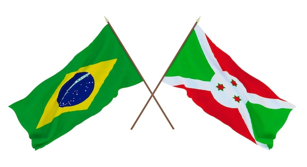 Background for designers illustrators National Independence Day Flags Brazil and Burundi