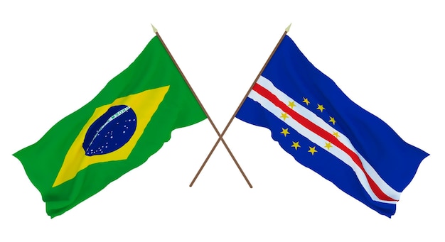 Background for designers illustrators National Independence Day Flags Brazil and Cape Verde