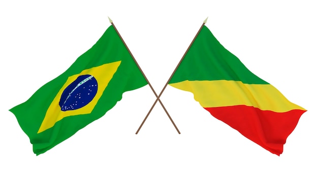 Background for designers illustrators National Independence Day Flags Brazil and Congo Brazzaville