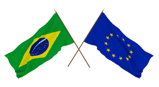 Background for designers illustrators National Independence Day Flags Brazil and European Union