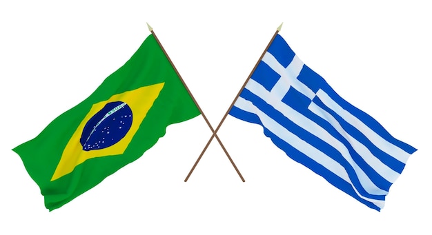 Background for designers illustrators National Independence Day Flags Brazil and Greece