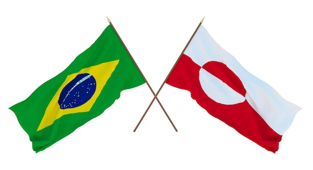 Background for designers illustrators National Independence Day Flags Brazil and Greenland