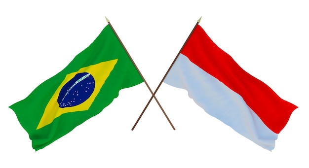 Background for designers illustrators National Independence Day Flags Brazil and Indonesia