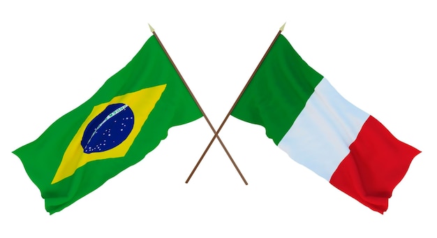 Background for designers illustrators National Independence Day Flags Brazil and Italy