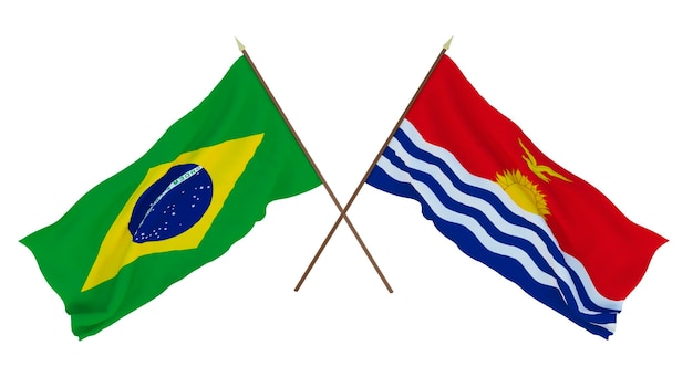 Background for designers illustrators National Independence Day Flags Brazil and Kiribati