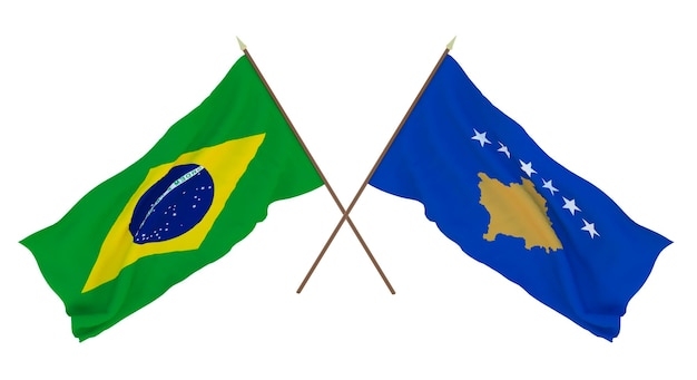 Background for designers illustrators National Independence Day Flags Brazil and Kosovo