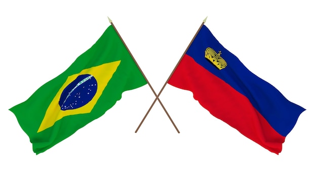 Background for designers illustrators National Independence Day Flags Brazil and Liechtenstein