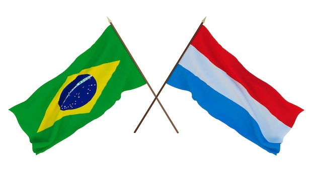 Background for designers illustrators National Independence Day Flags Brazil and Luxembourg