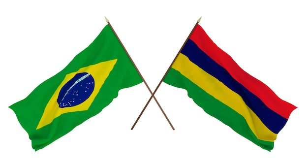 Background for designers illustrators National Independence Day Flags Brazil and Mauritius