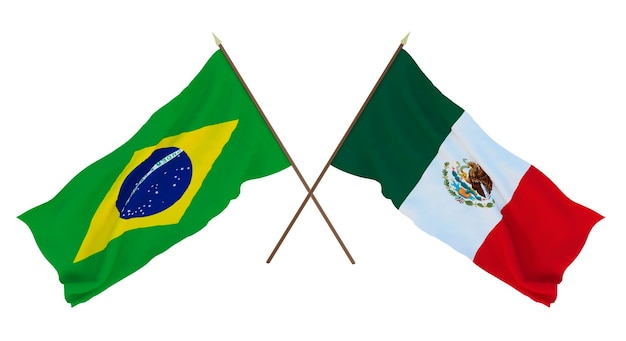 Background for designers illustrators National Independence Day Flags Brazil and Mexico