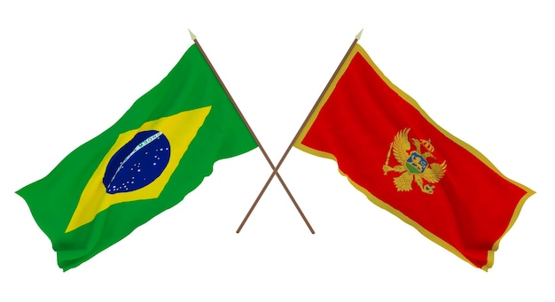 Background for designers illustrators National Independence Day Flags Brazil and Montenegro