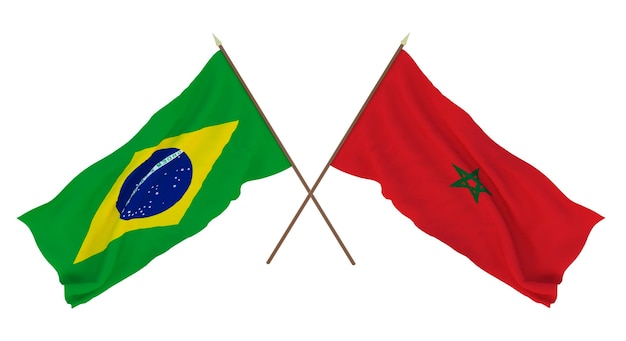 Background for designers illustrators National Independence Day Flags Brazil and Morocco