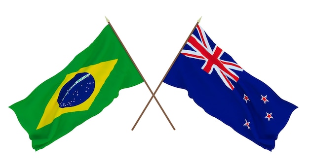 Background for designers illustrators National Independence Day Flags Brazil and New Zealand