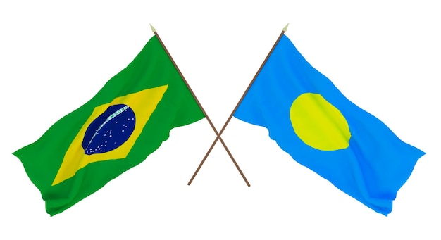 Background for designers illustrators National Independence Day Flags Brazil and Palau