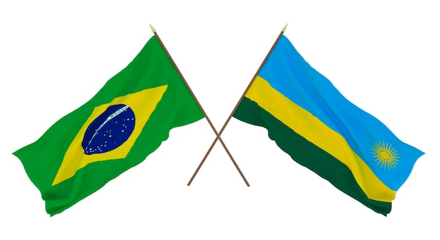 Background for designers illustrators National Independence Day Flags Brazil and Rwanda