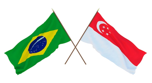 Background for designers illustrators National Independence Day Flags Brazil and Singapore