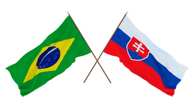 Background for designers illustrators National Independence Day Flags Brazil and Slovakia