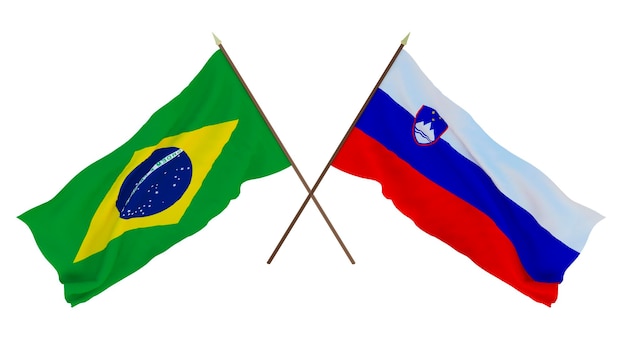 Background for designers illustrators National Independence Day Flags Brazil and Slovenia